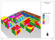 ENVI-met ermöglicht eine hochauflösende Simulation (bis zu 1 m) u. a. von Fassadentemperaturen. (Abb./©: Michael Bruse und die Environmental Modelling Group (EMG))